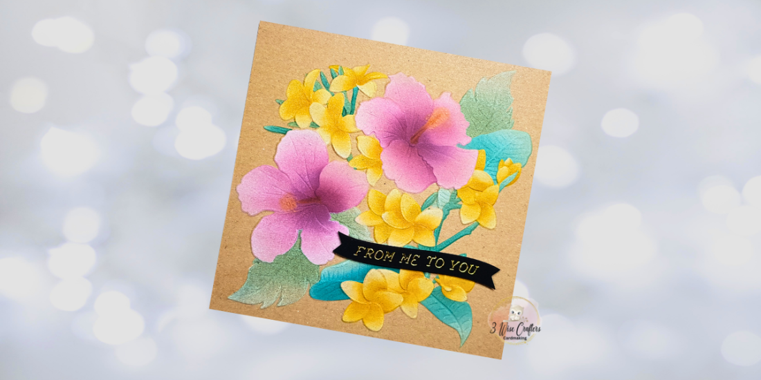 Altenew's Sun-Kissed Blooms 3D Embossing Folder and coordinating Coloring Stencils - Tips for ink blending on Kraft Cardstock