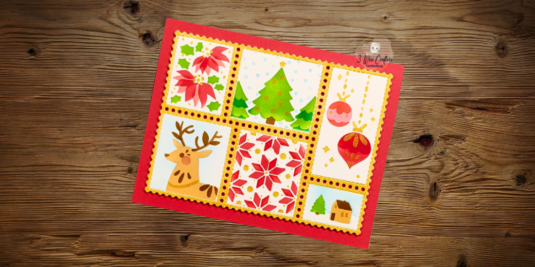 Waffle Flower's Postage Collage Die & Christmas Stencil - Jazzing up Postage Collage with Gold Pigment Ink